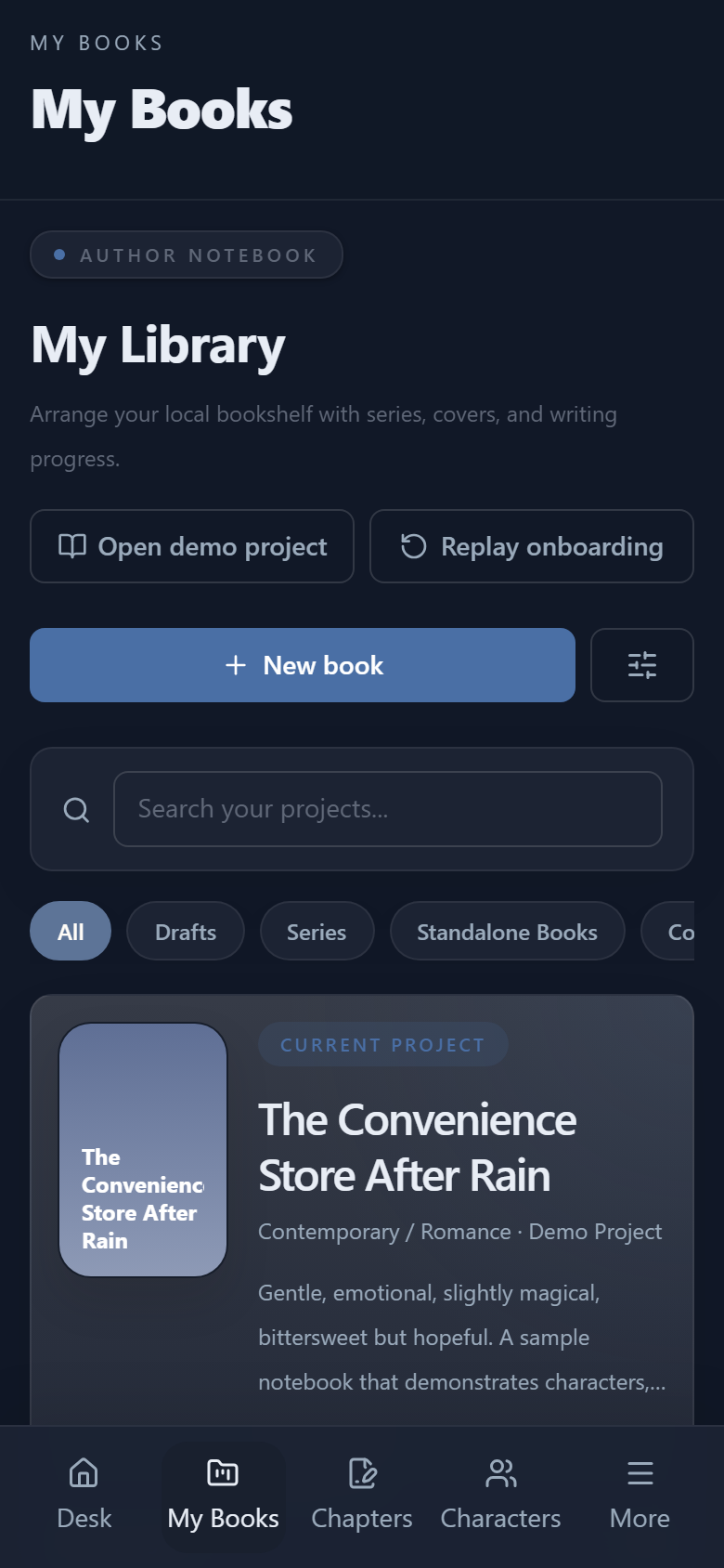Author Notebook mobile My Books
